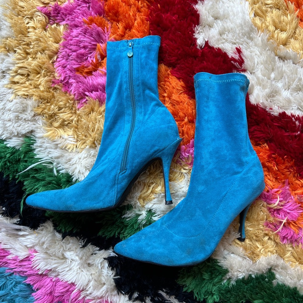 turquoise heeled booties